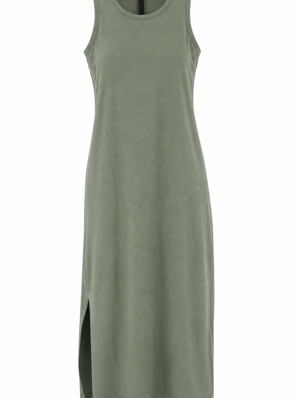 Sleeveless Olive Maxi Dress with Side Slit